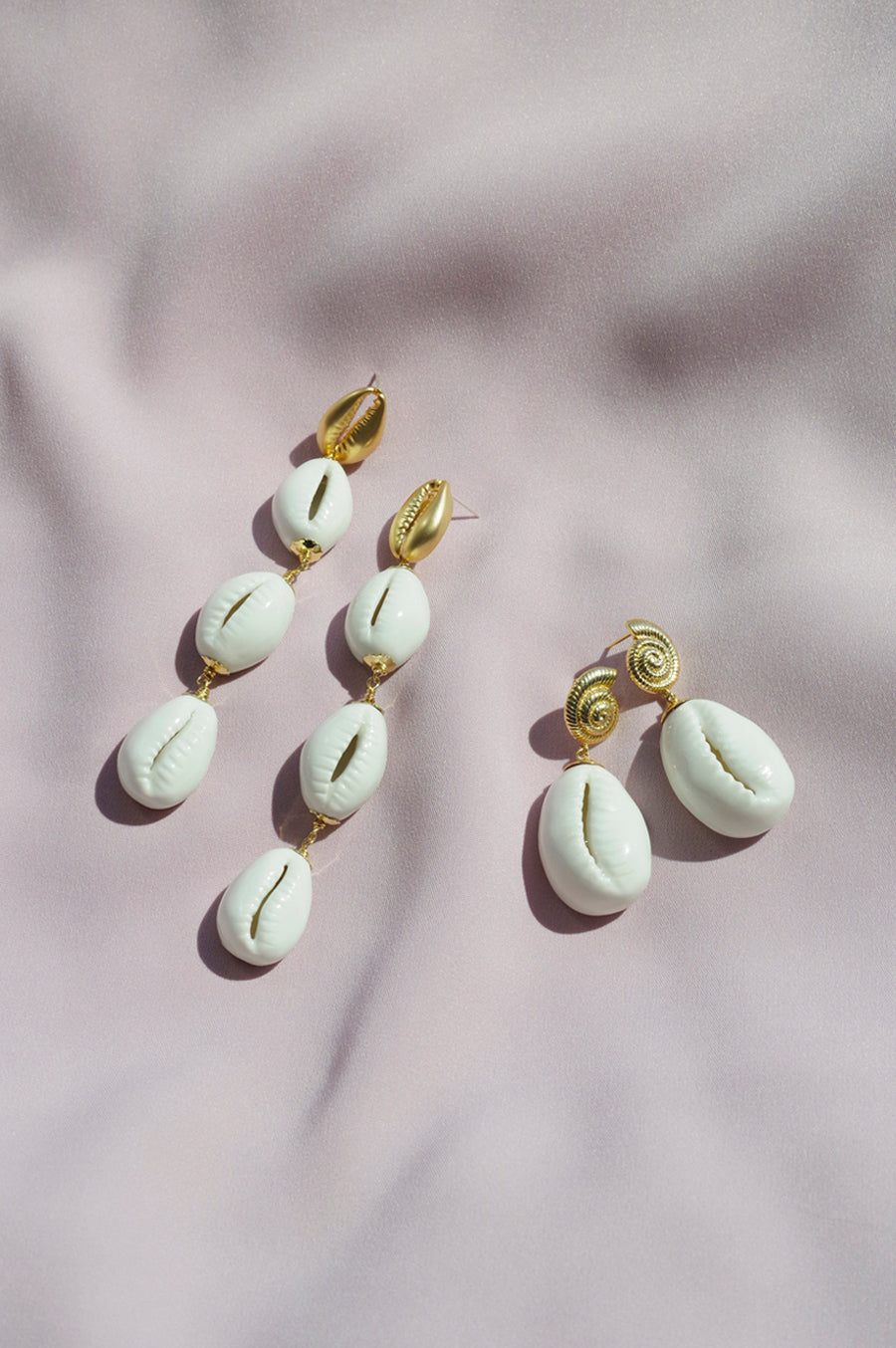 Porcelain Cowrie Shell Teardrop Earrings