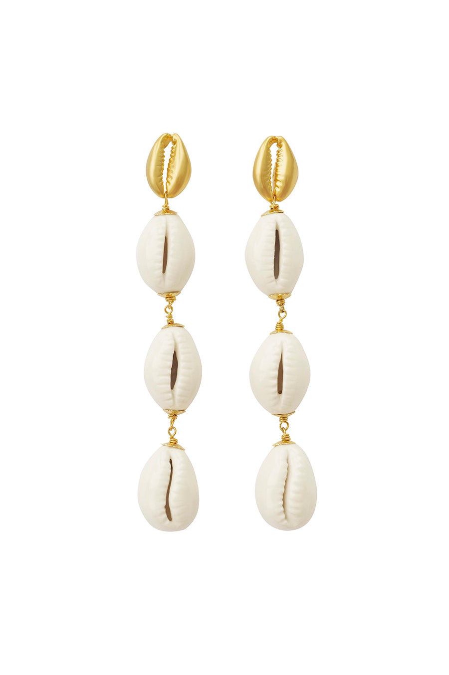 Porcelain Cowrie Shell Linear Earrings