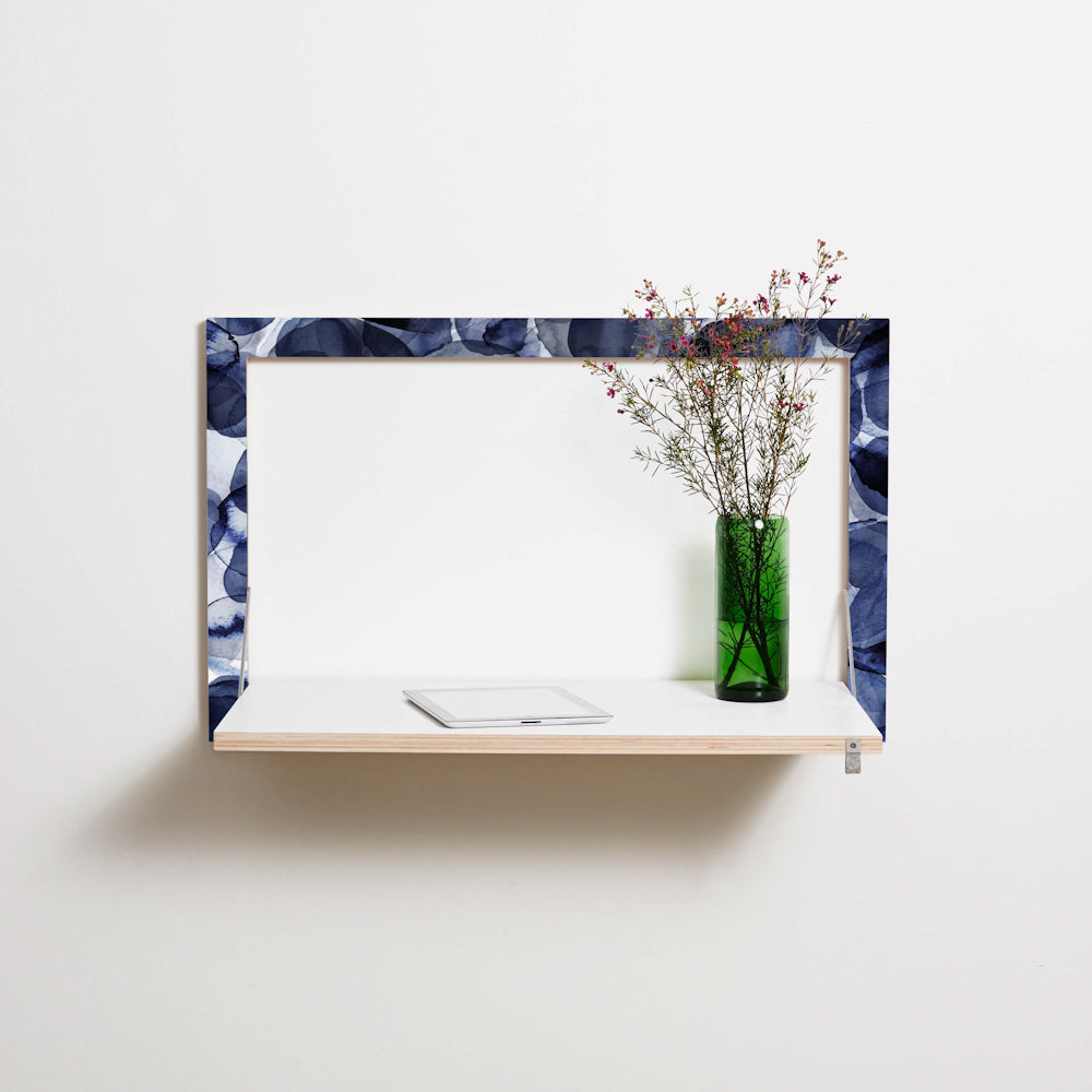 Fläpps Secretary Wall Desk 80x50-1 –  Bubbles Indigo – Pattern Studio