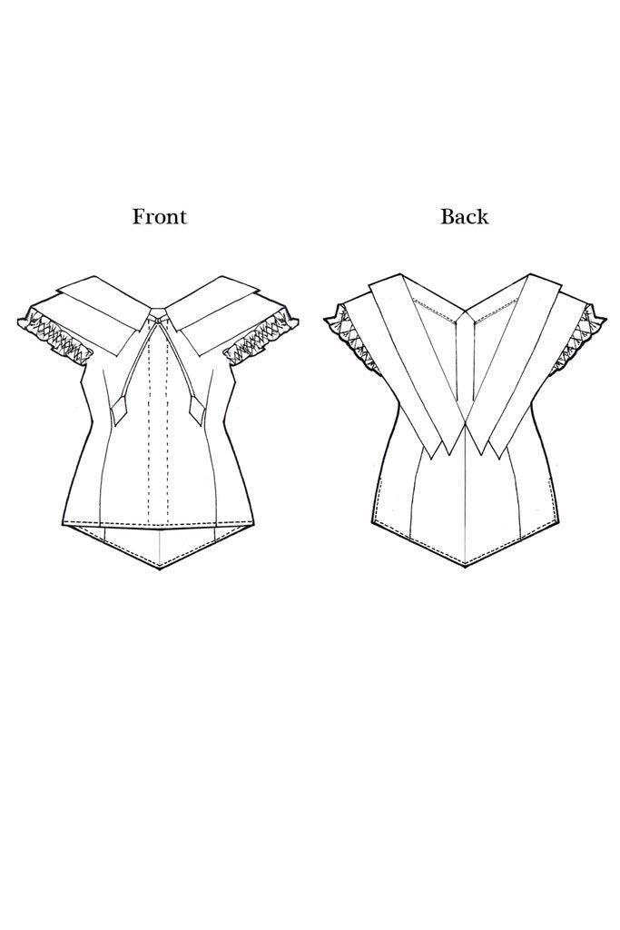 Double Collar Frilly Sleeves Cotton Shirt