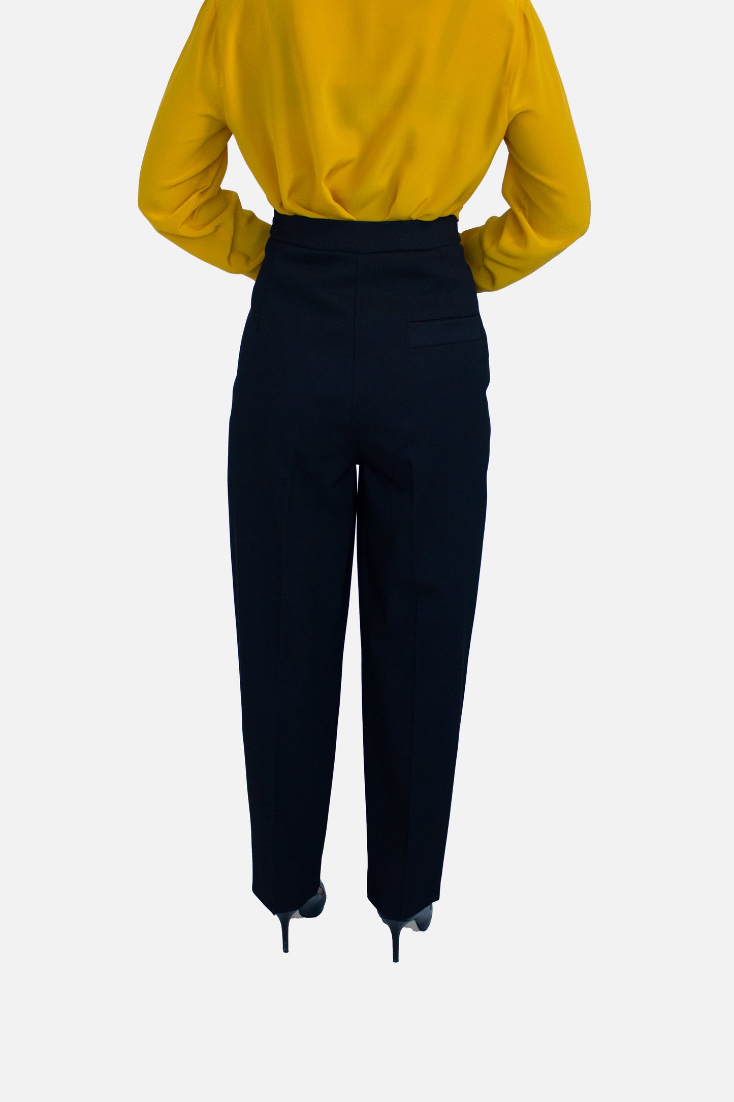 High-Waisted Pleated Wool Pants