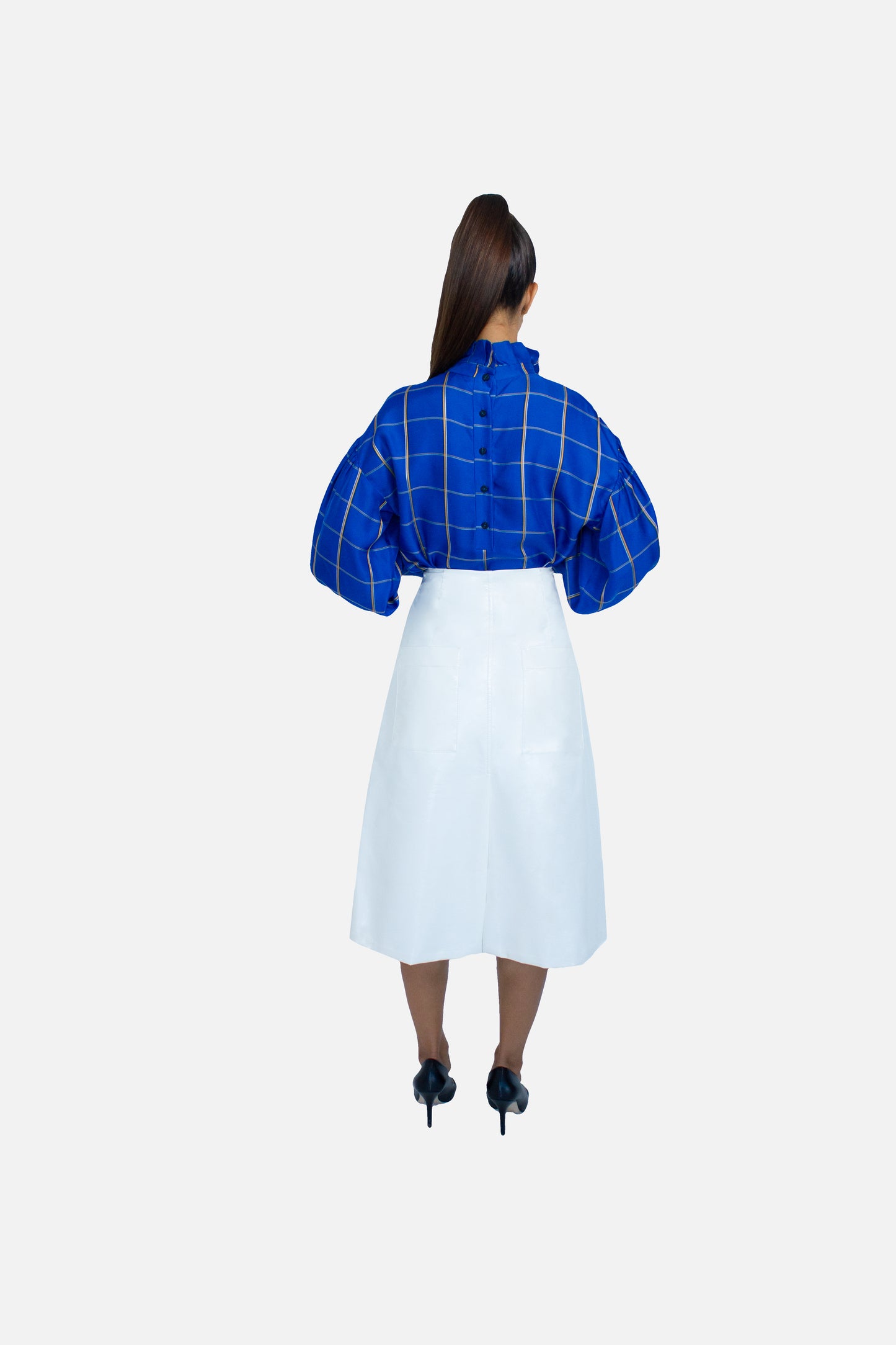 High Waist Midi Skirt White