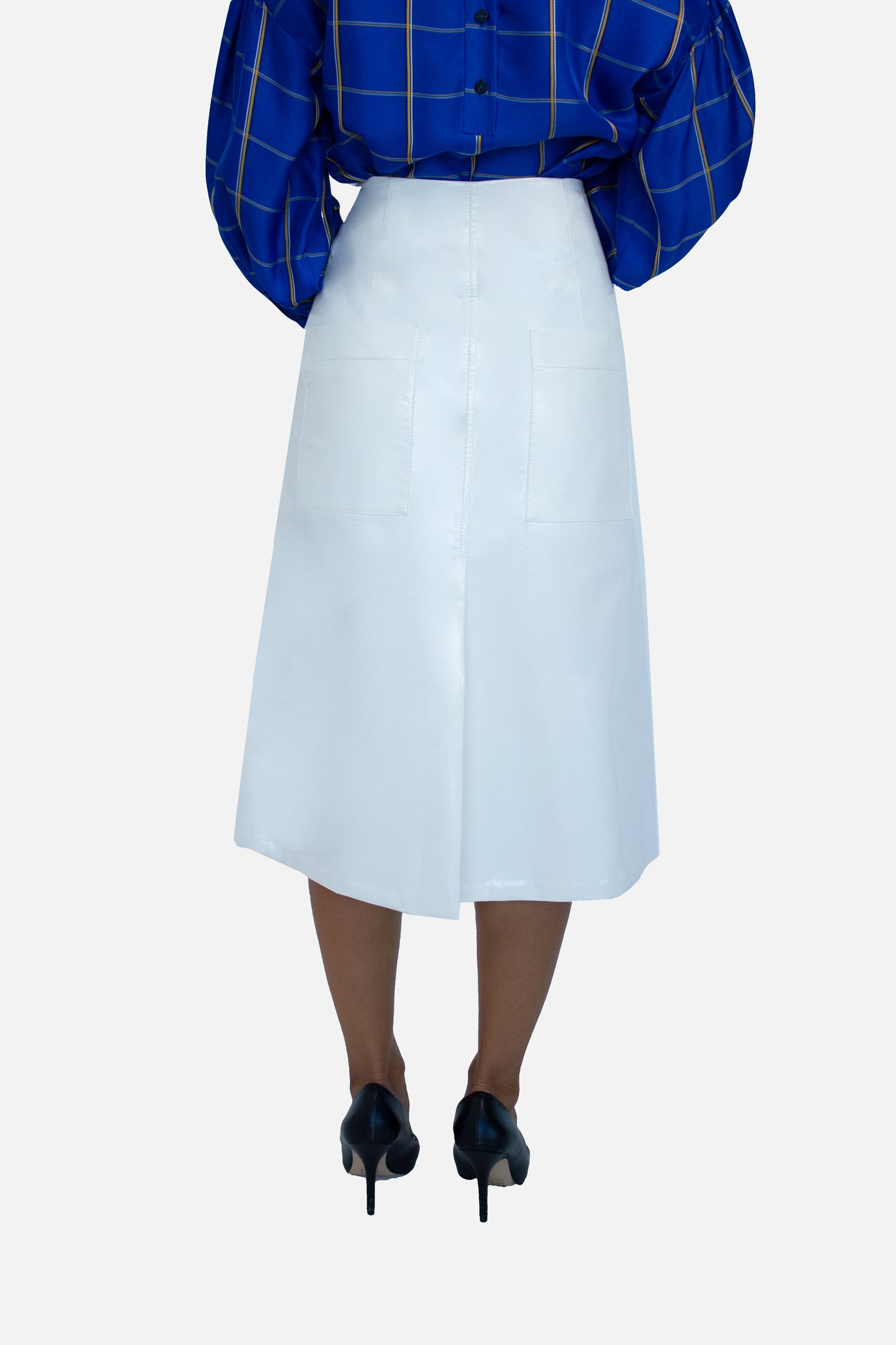 High Waist Midi Skirt White