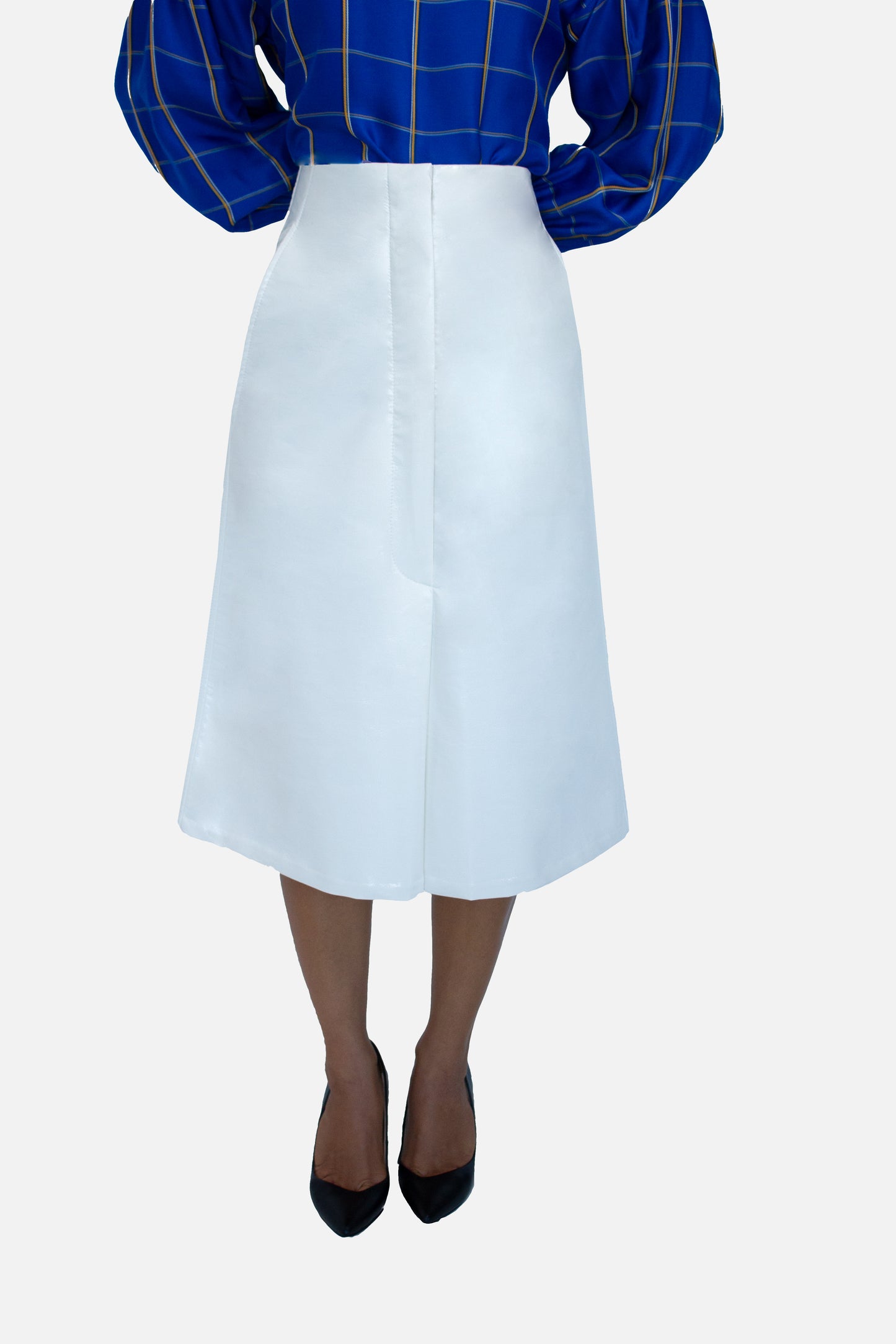 High Waist Midi Skirt White