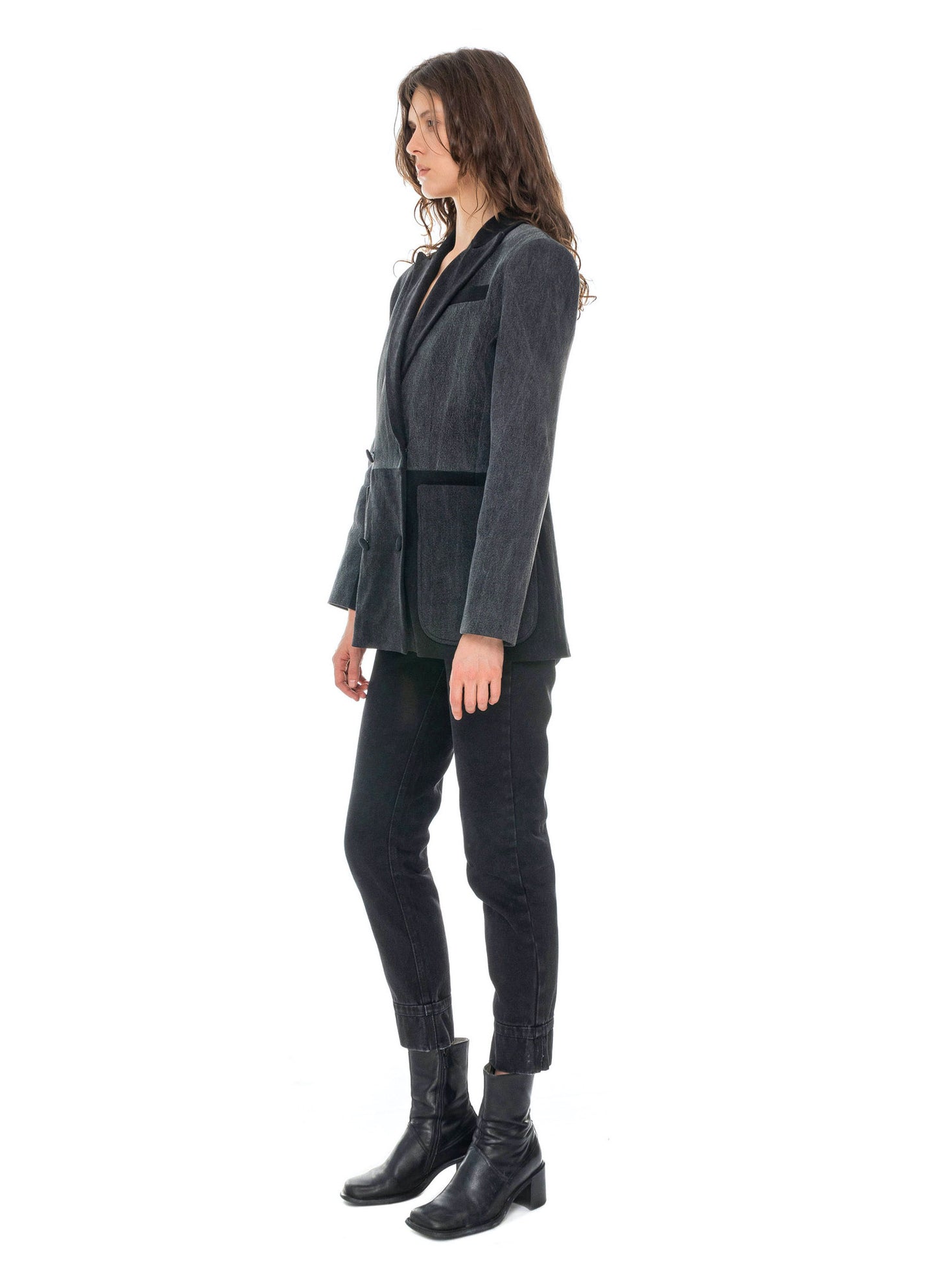 Reworked Black Denim Blazer