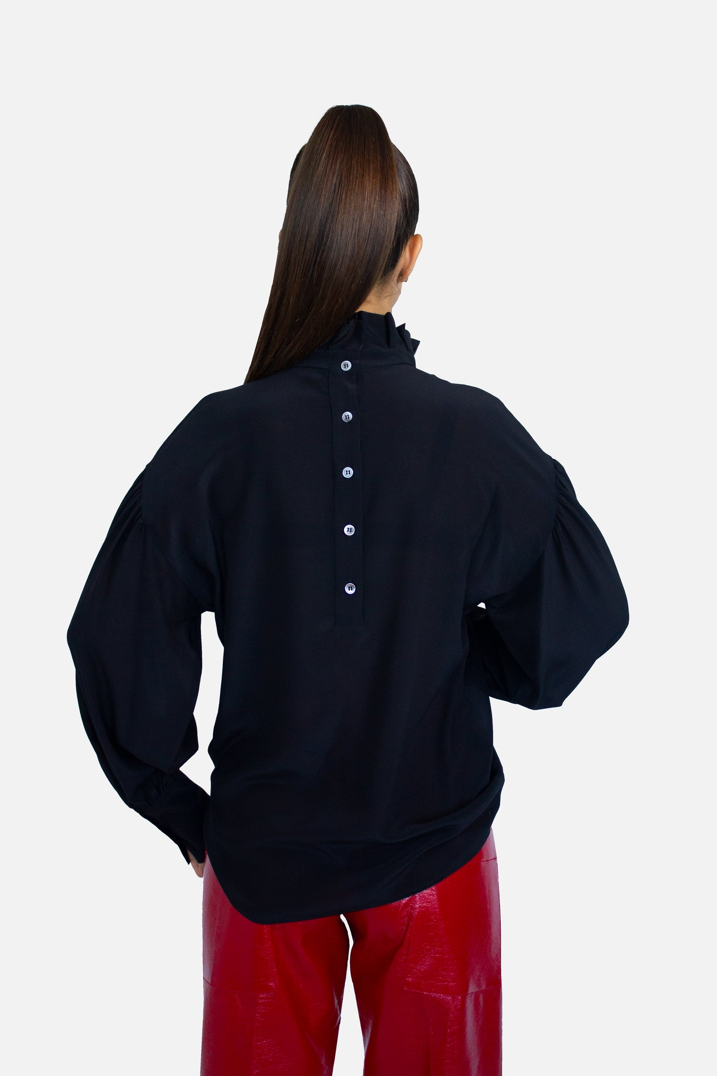 Karma Ruffle-Trimmed Silk Blouse