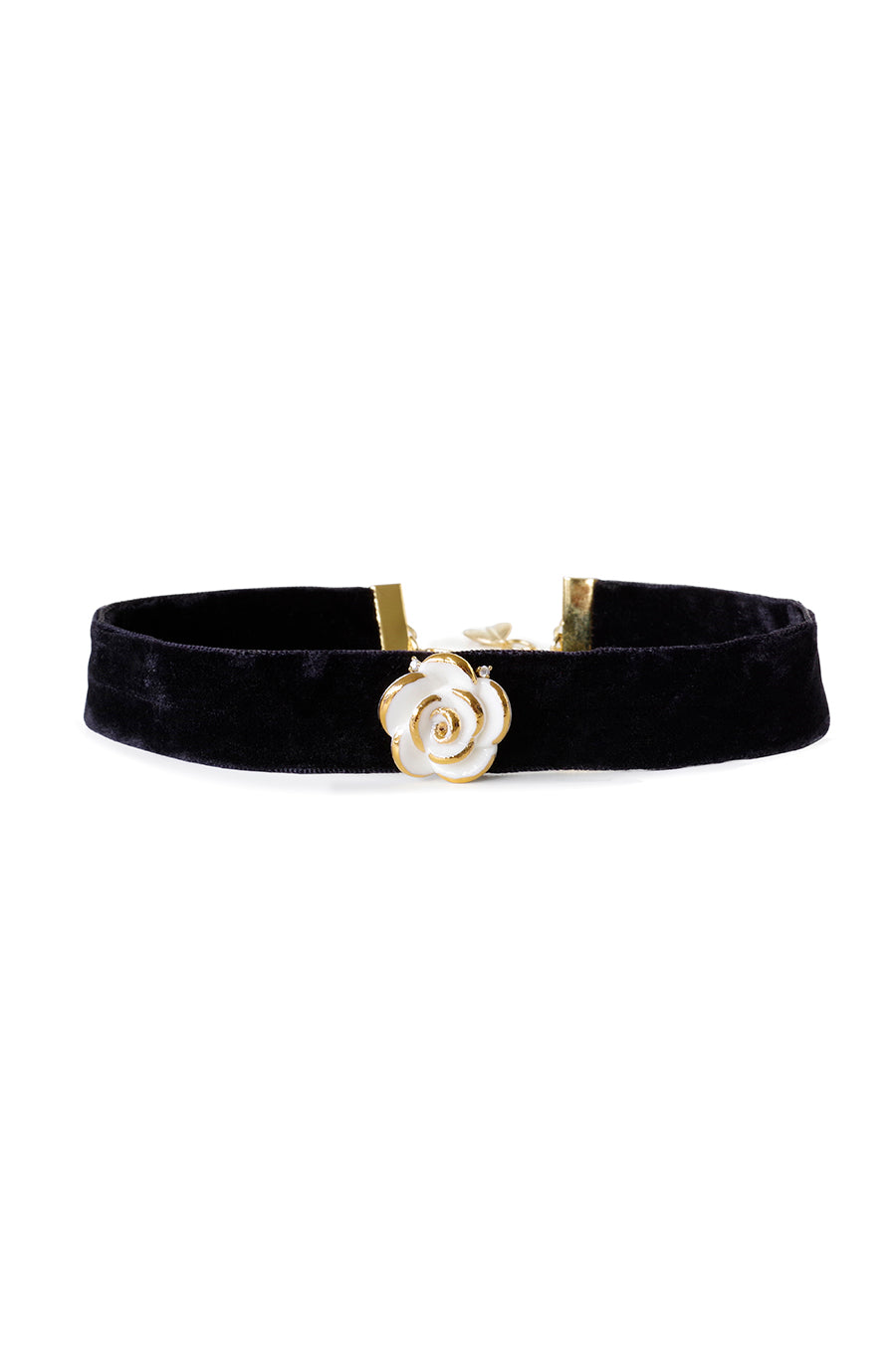 Golden White Cloud Rose Velvet Choker