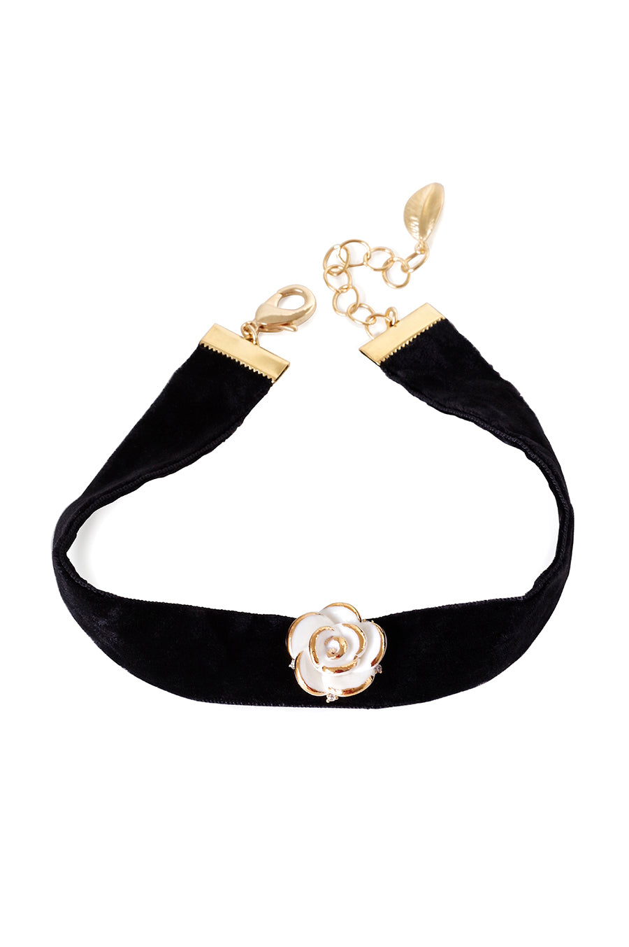 Golden White Cloud Rose Velvet Choker