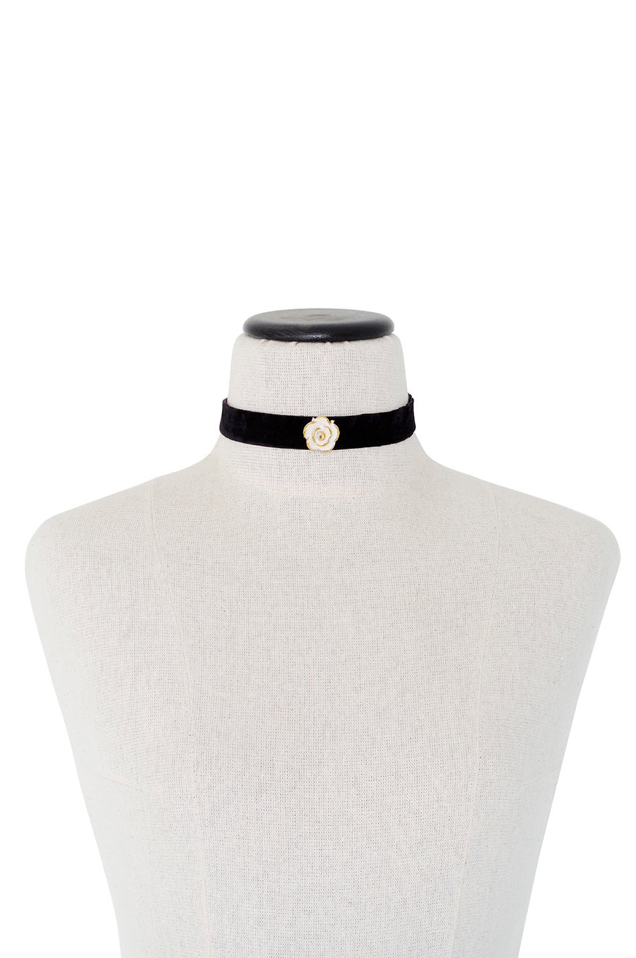Golden White Cloud Rose Velvet Choker