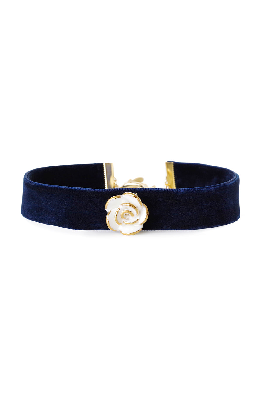 Golden White Cloud Rose Velvet Choker