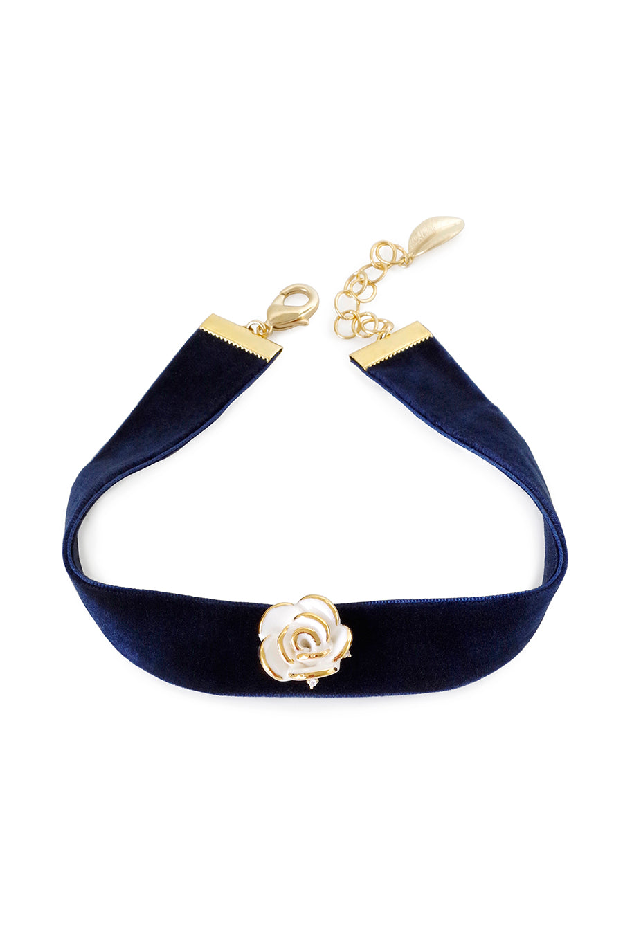 Golden White Cloud Rose Velvet Choker