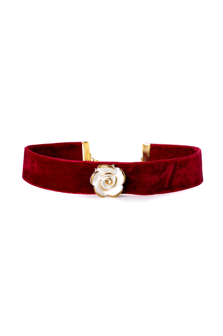 Golden White Cloud Rose Velvet Choker