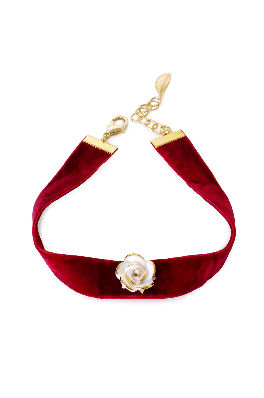 Golden White Cloud Rose Velvet Choker