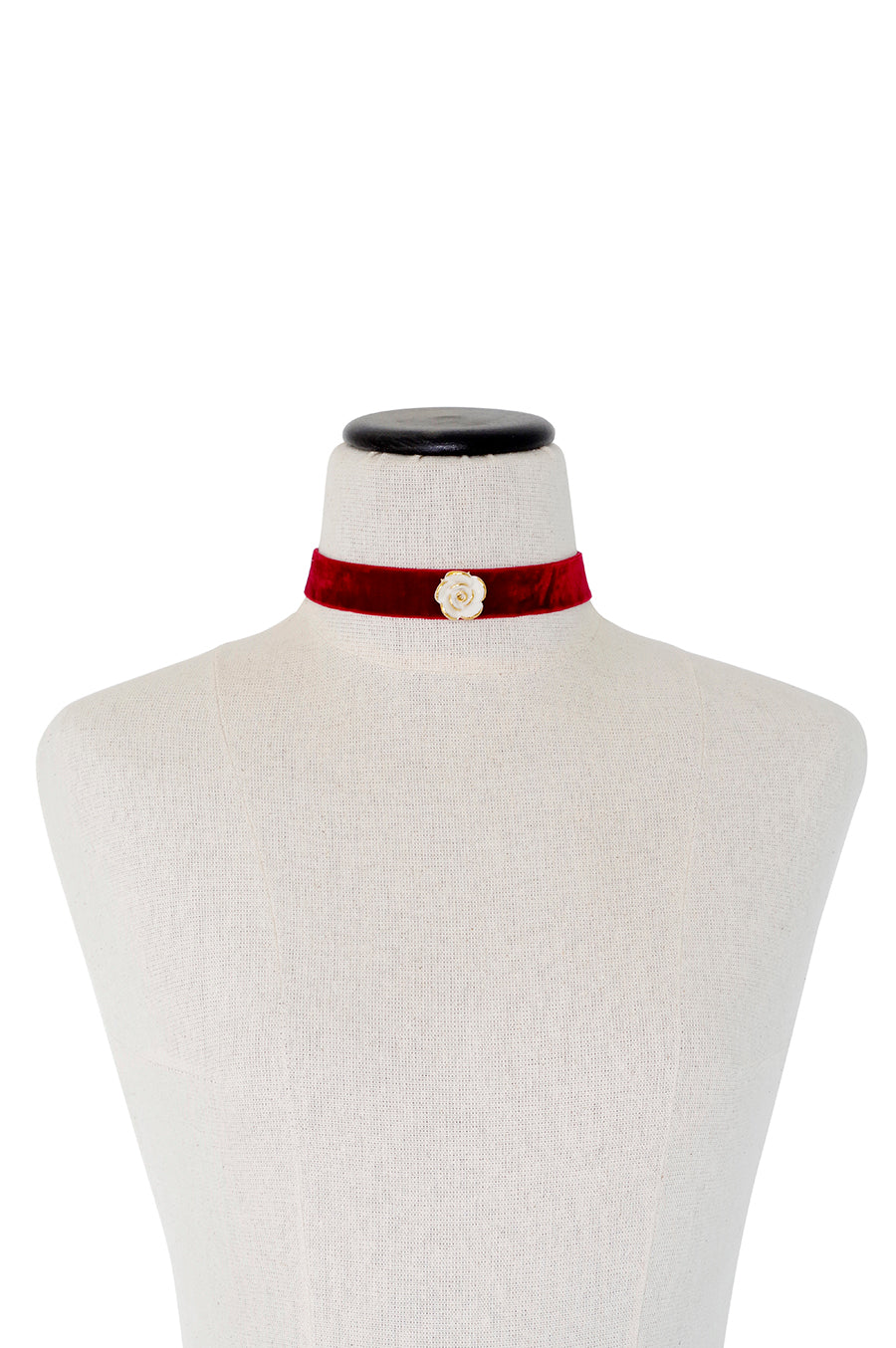 Golden White Cloud Rose Velvet Choker