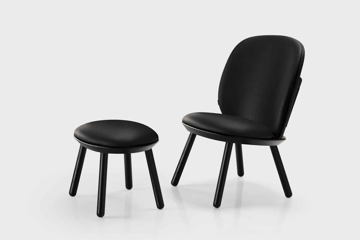 Naïve Ottoman Black Leather