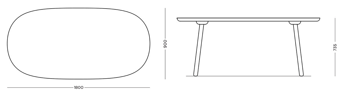 Naïve Dining Table Solid Ash Wood D180