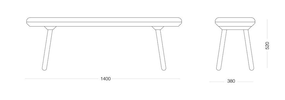 Naïve Bench Kvadrat Wool L140 cm