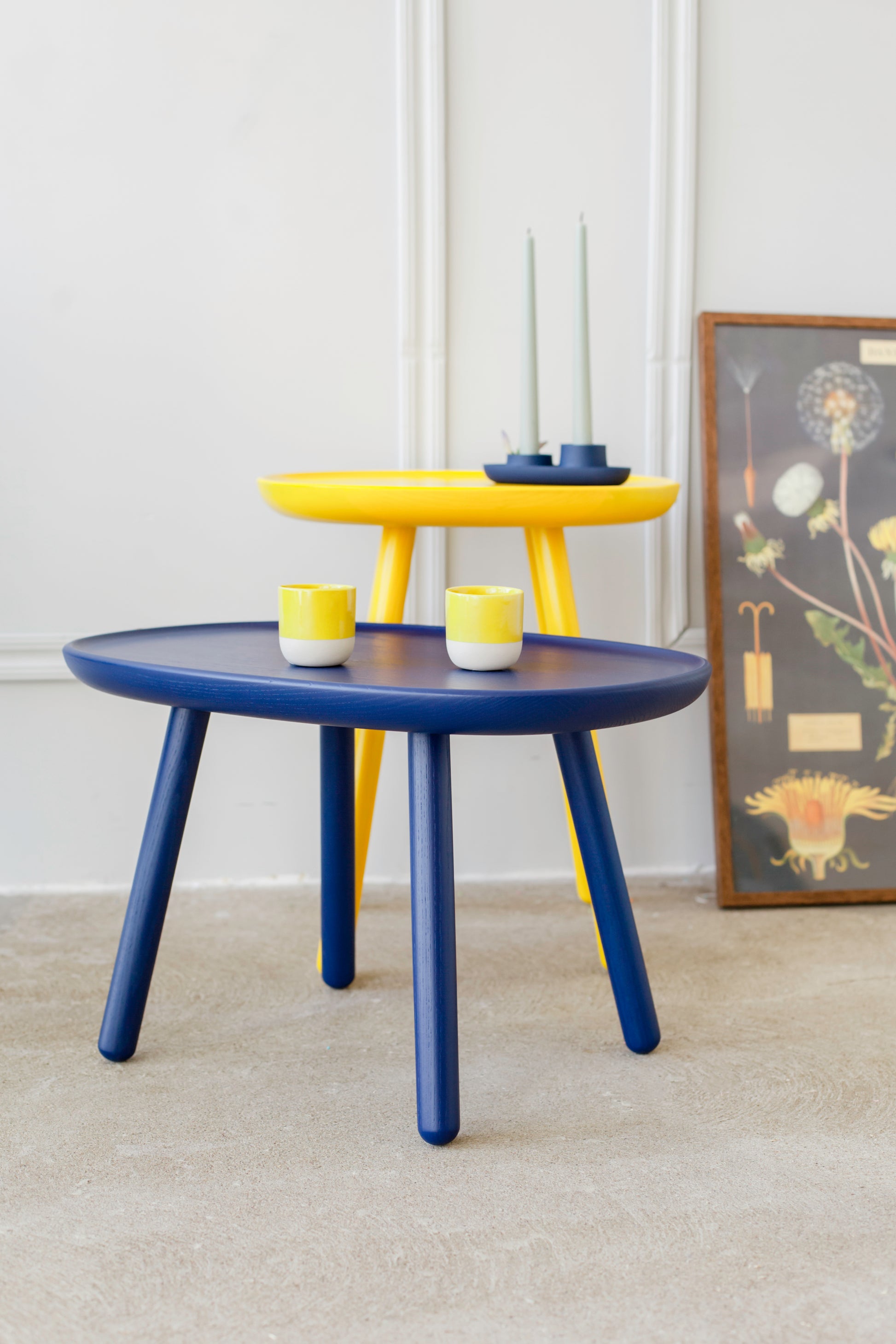 Blue Naïve Rectangular Ash Wood Side Table L610