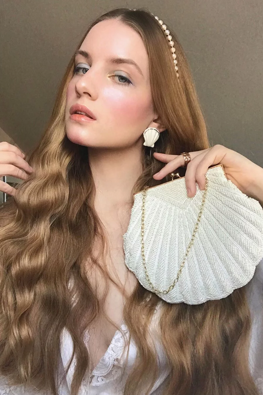 Porcelain Clam Shell Statement Stud Earrings