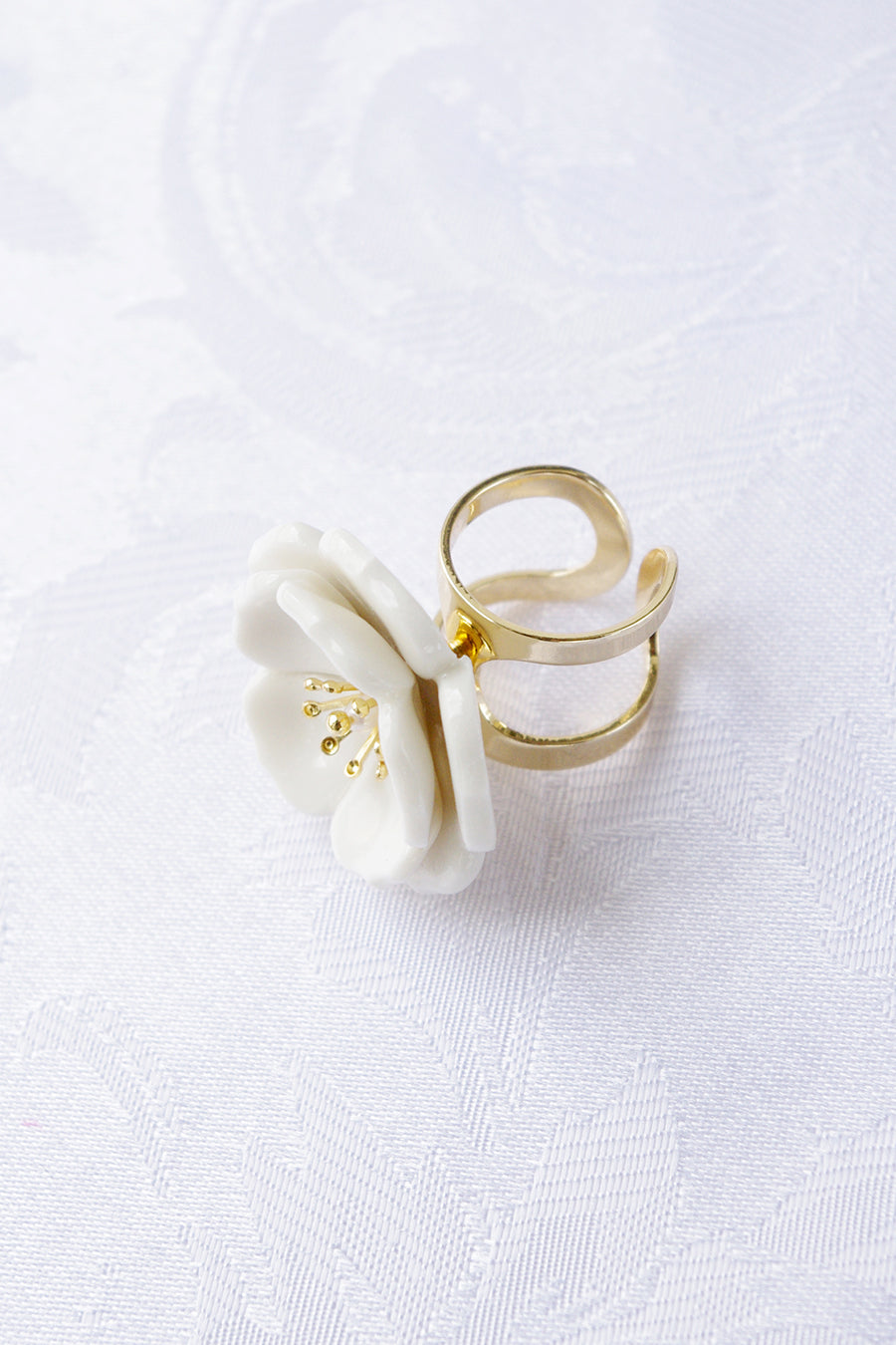 Porcelain Plum Blossom Statement Ring