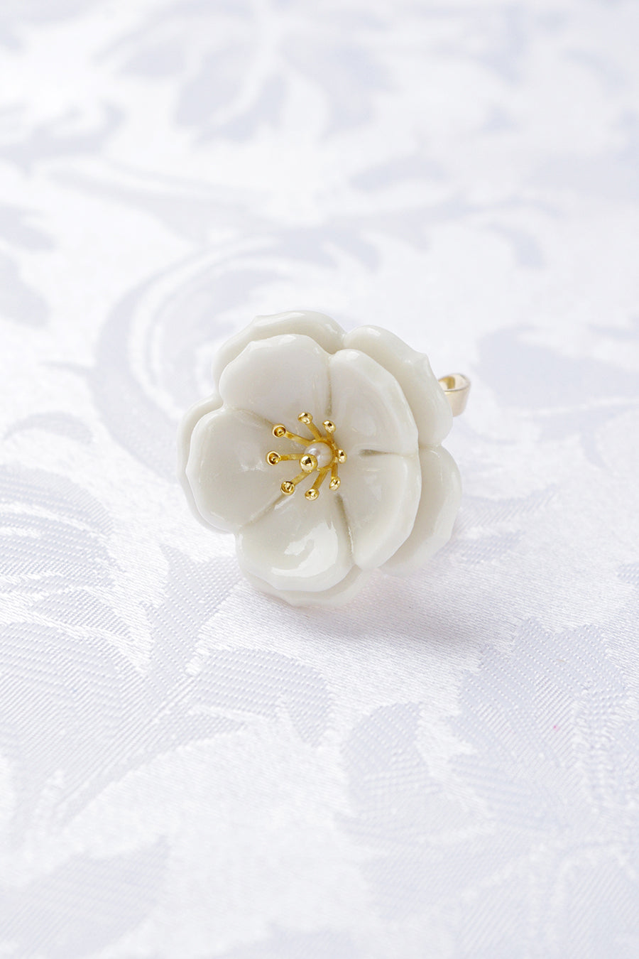 Porcelain Plum Blossom Statement Ring