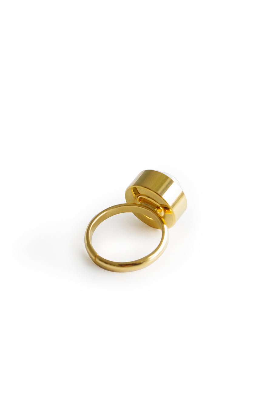 Porcelain Rose With Pearl Adjustable Ring