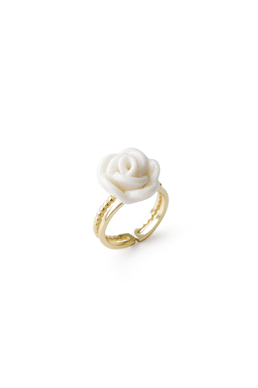 White Cloud Porcelain Rose Ring