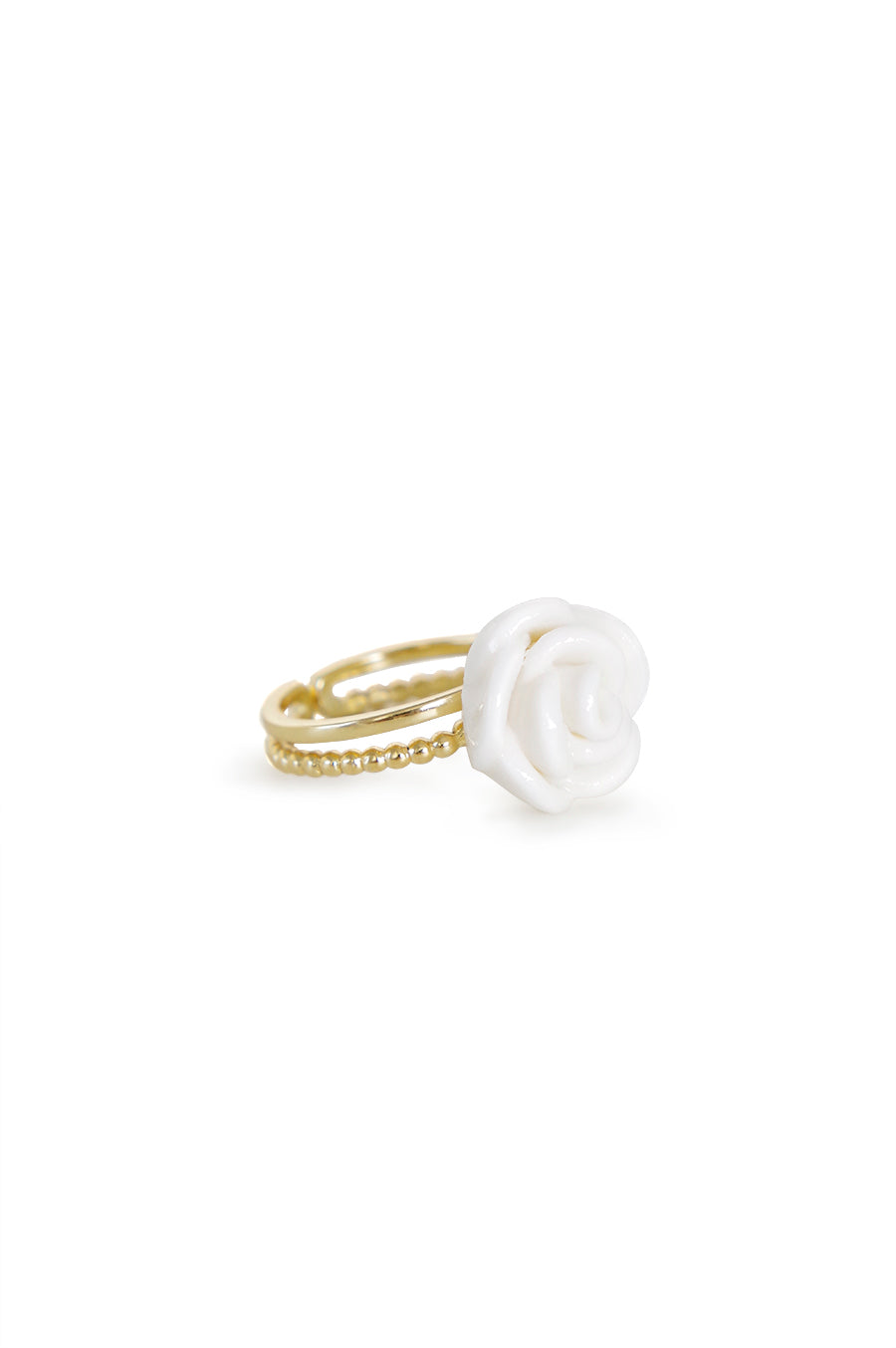 White Cloud Porcelain Rose Ring