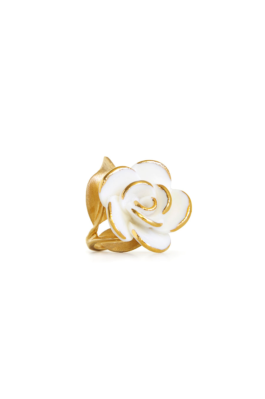 Golden White Cloud Rose Cocktail Ring