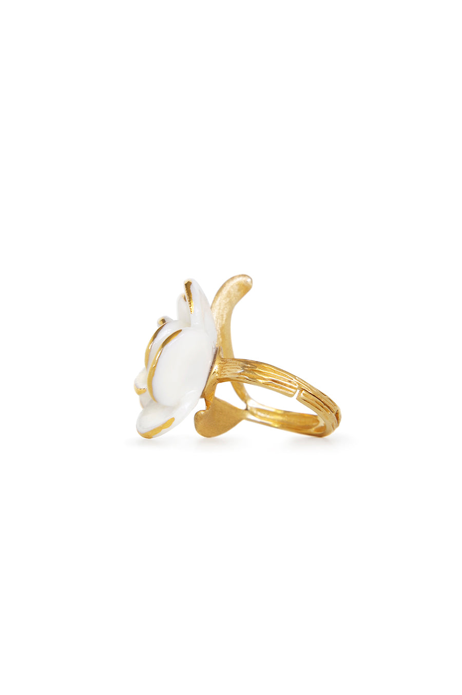 Golden White Cloud Rose Cocktail Ring