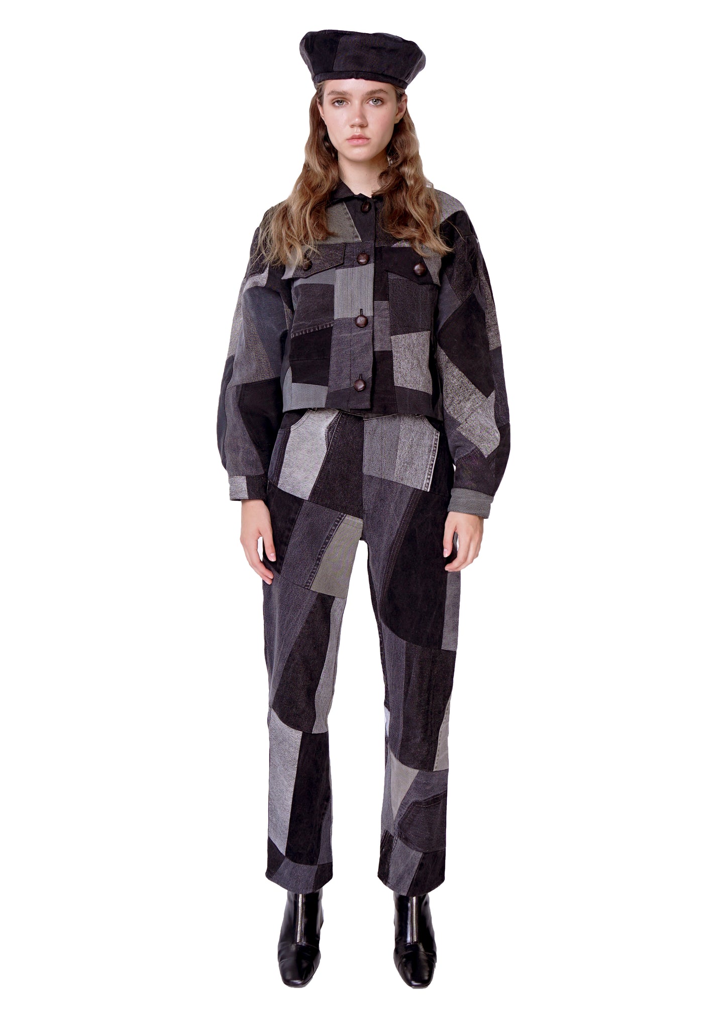 Slim Black Patchwork Pants