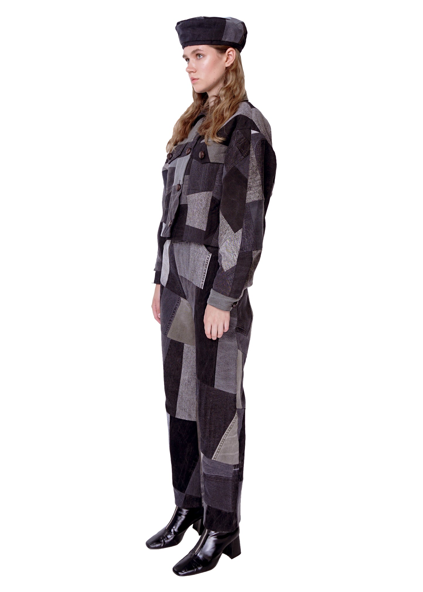 Slim Black Patchwork Pants
