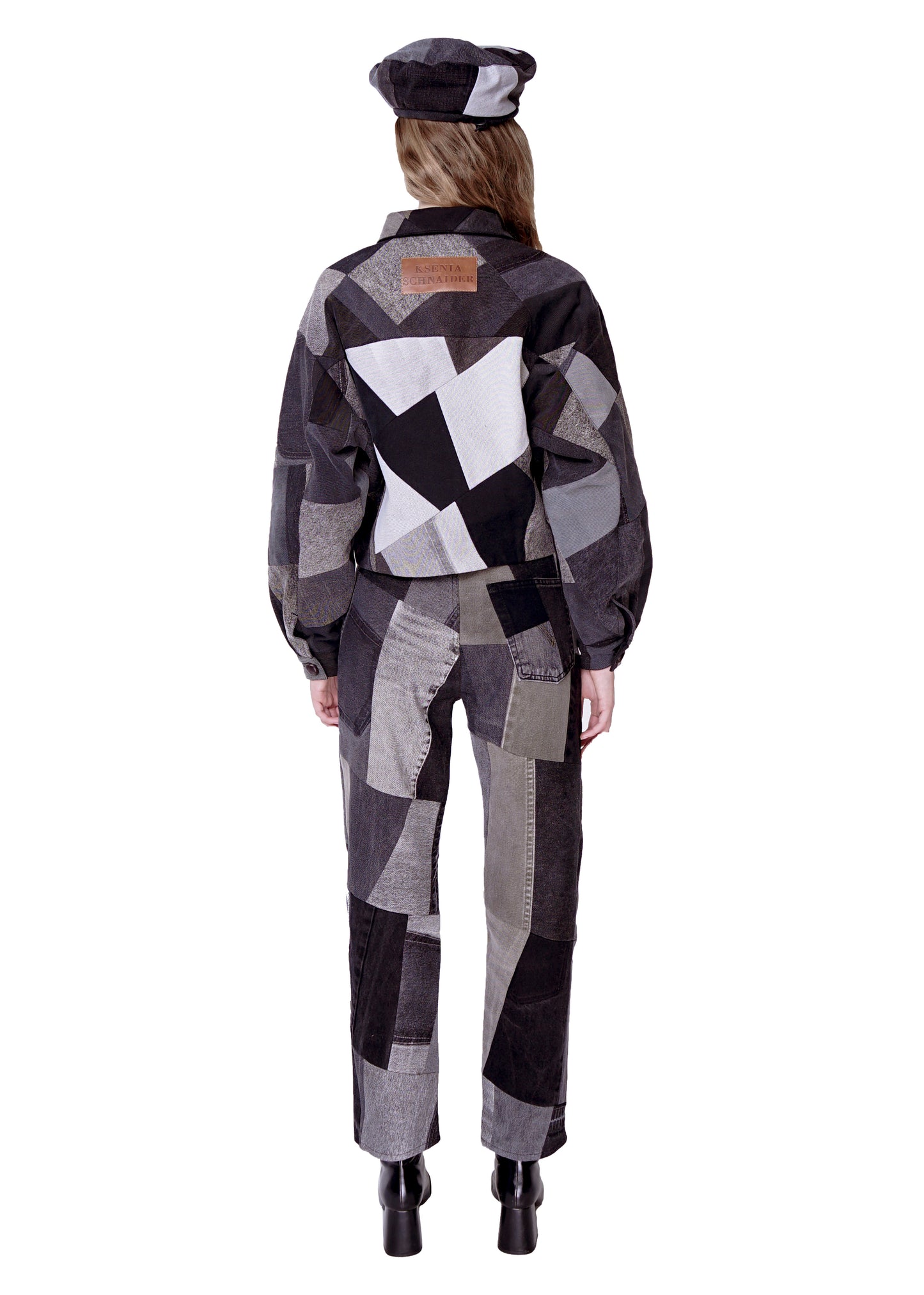 Slim Black Patchwork Pants