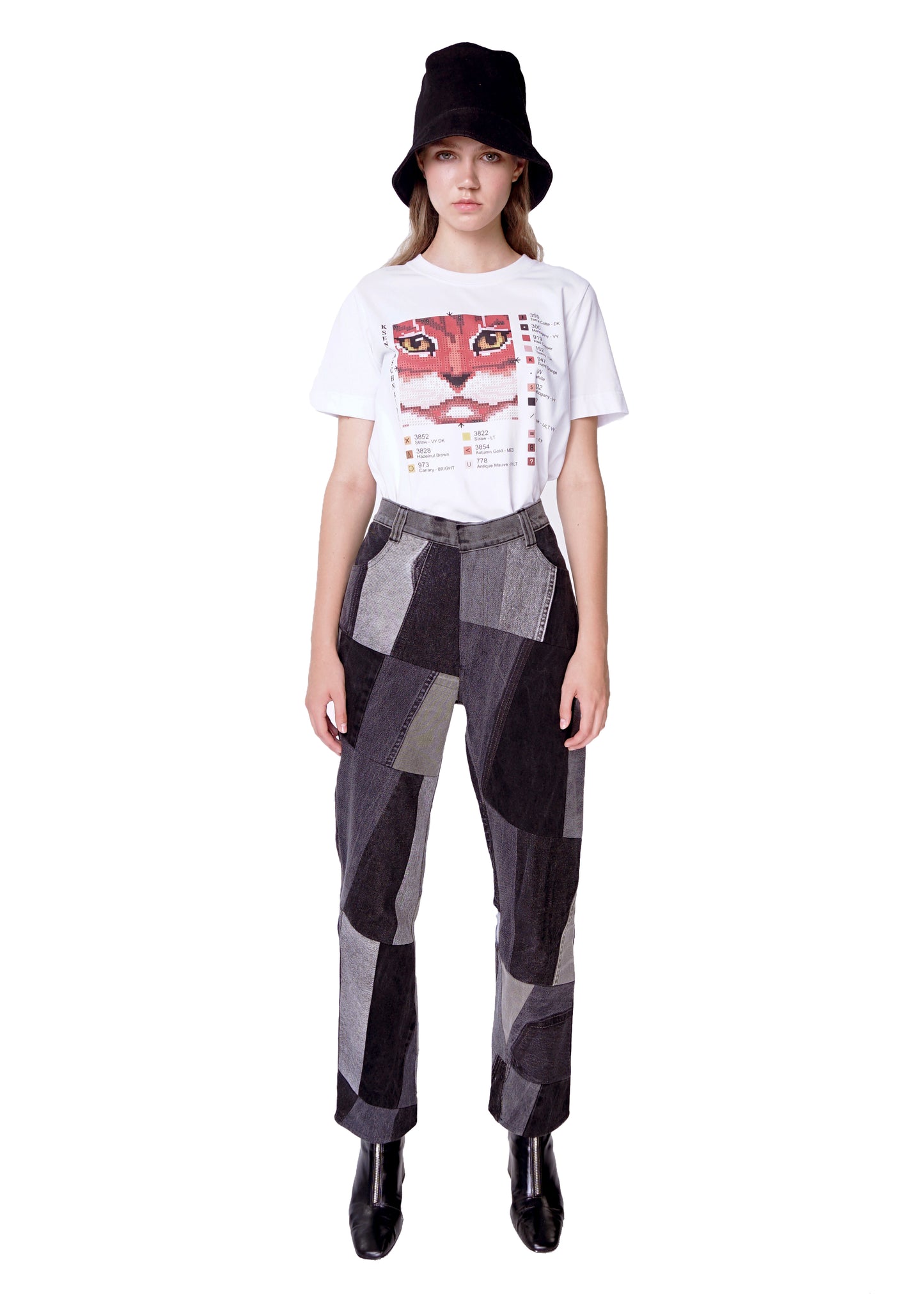 Slim Black Patchwork Pants