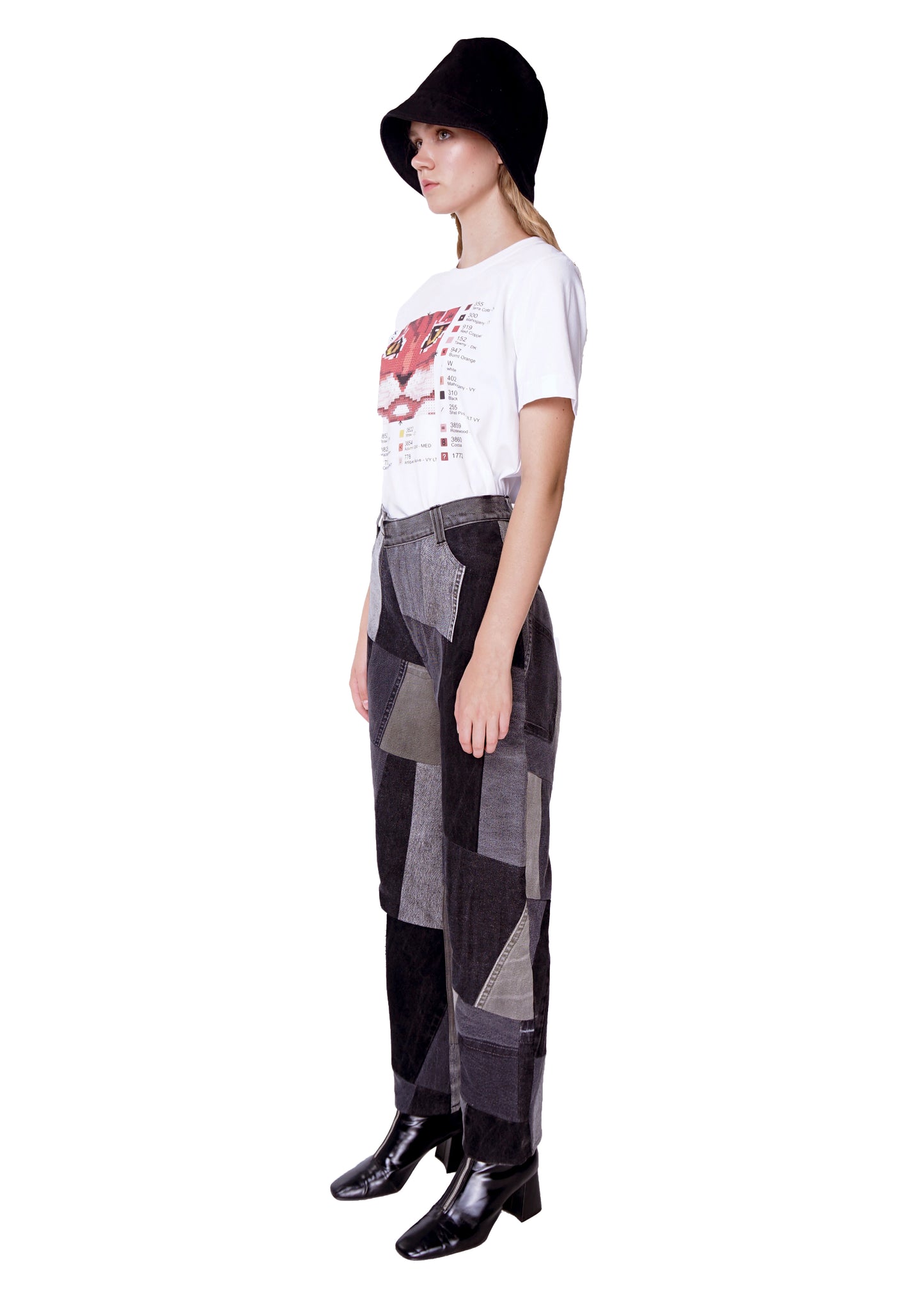 Slim Black Patchwork Pants