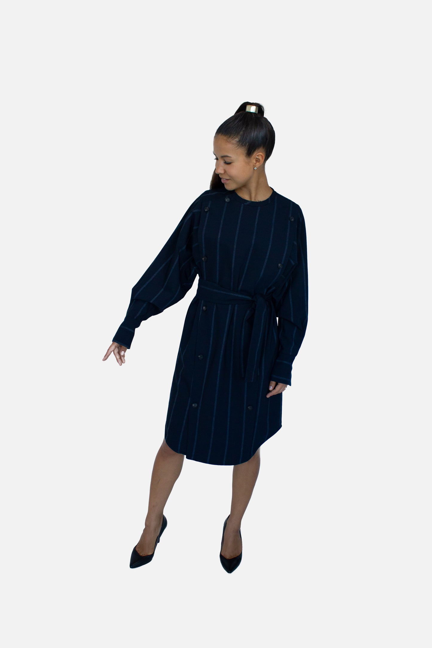 Stripe Wool Shirt Dress
