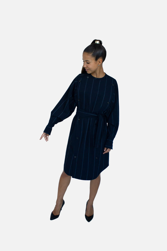 Stripe Wool Shirt Dress