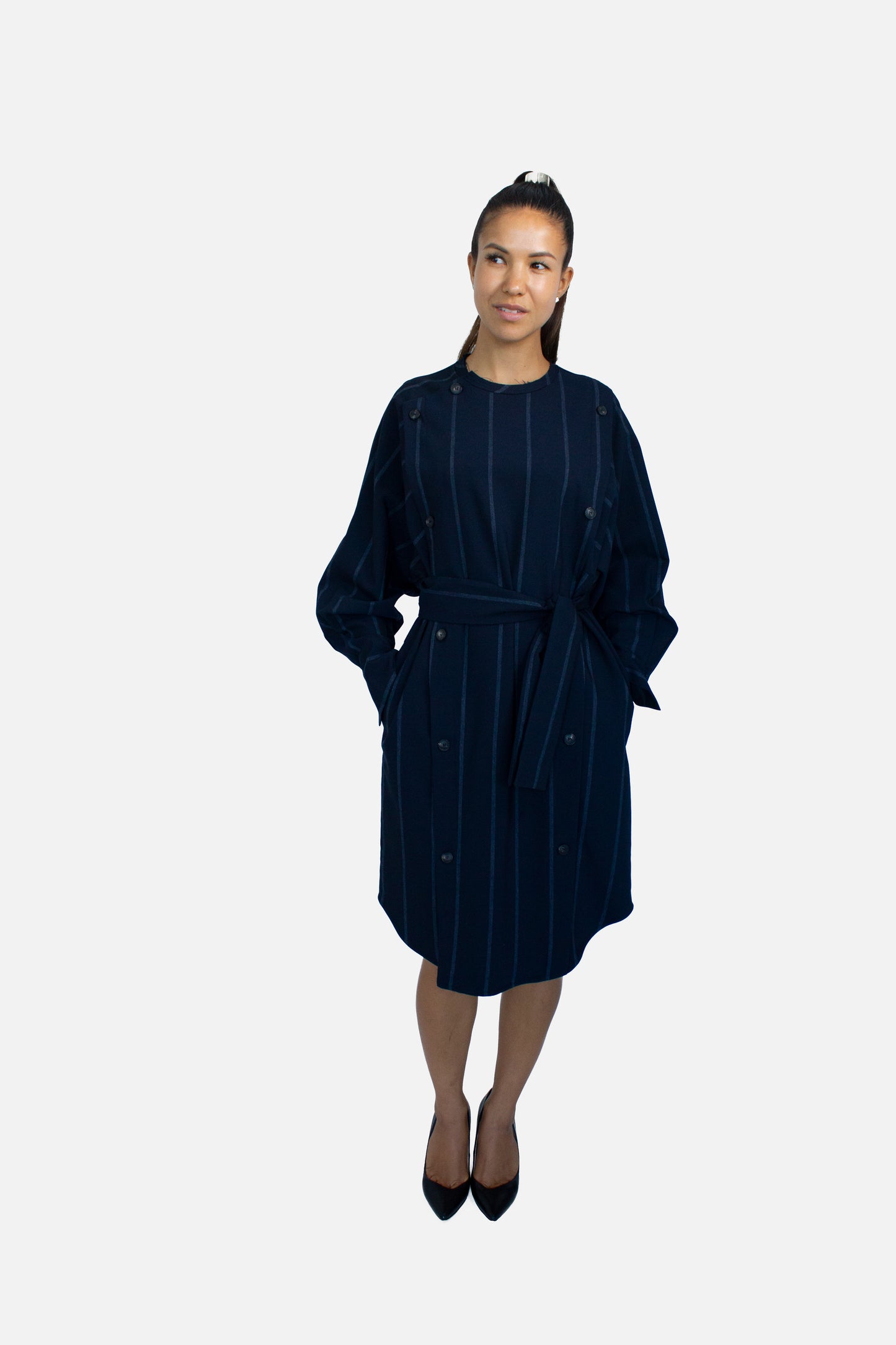 Stripe Wool Shirt Dress