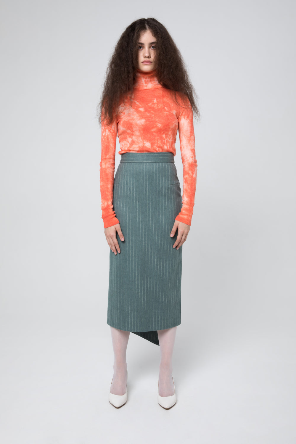 Striped Wool Pencil Skirt