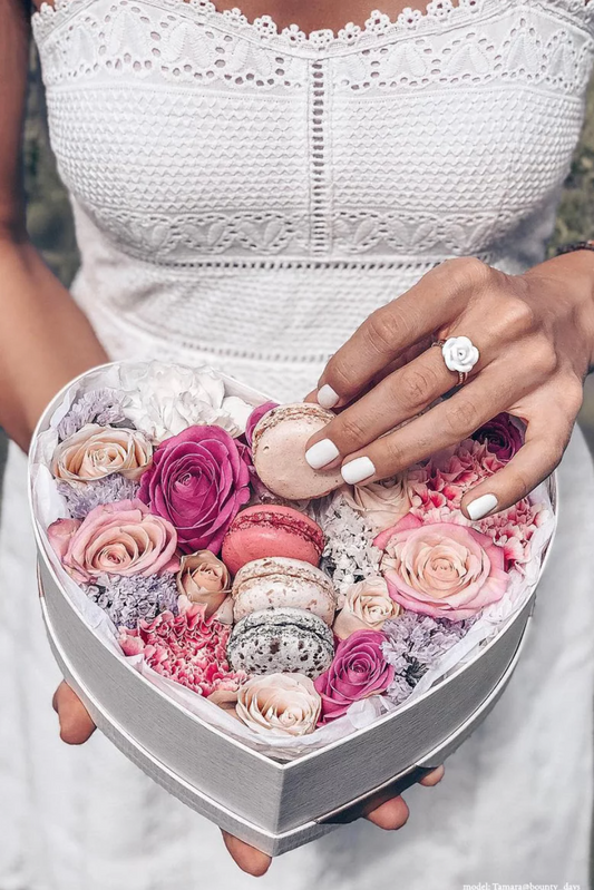 White Cloud Porcelain Rose Ring