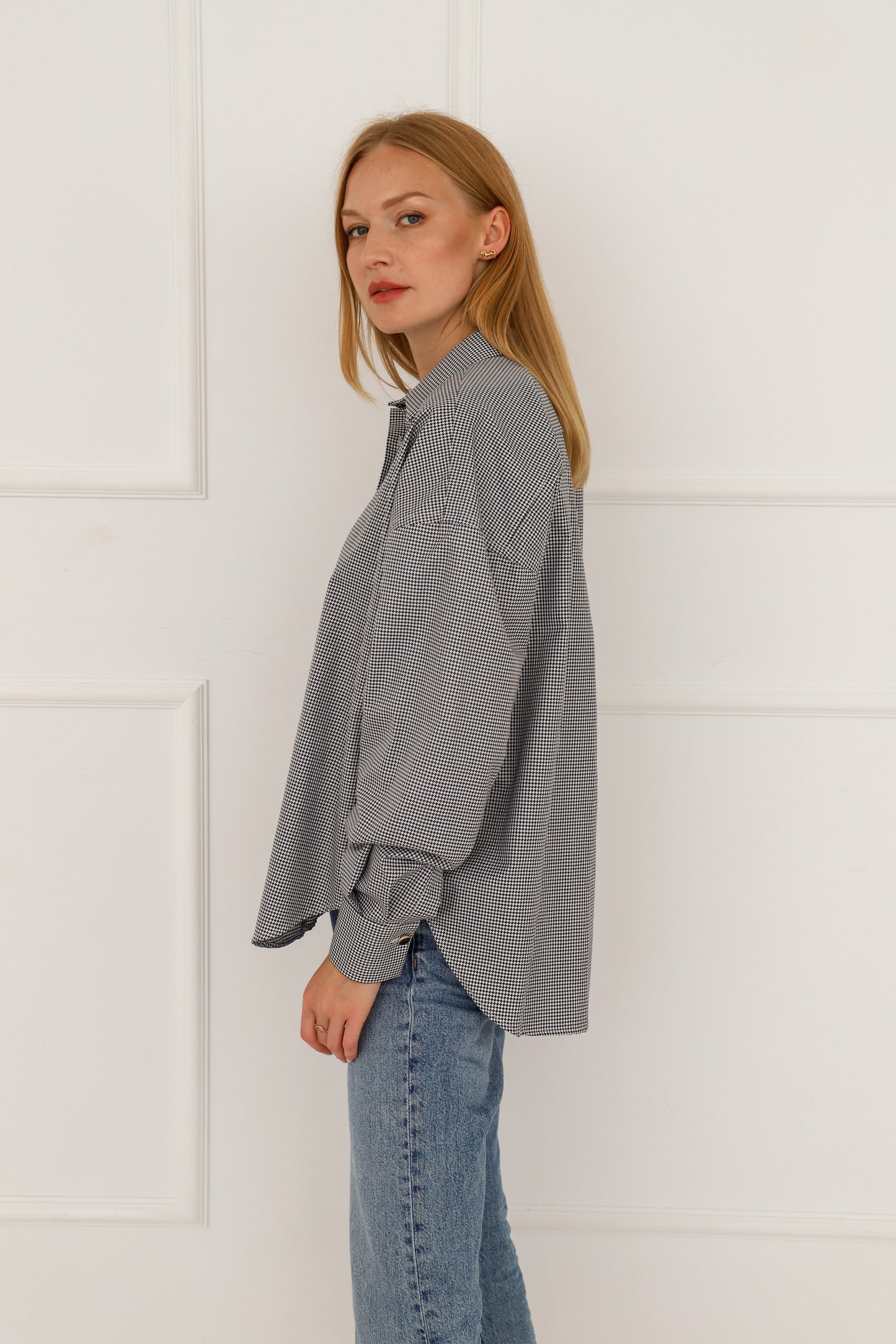 Classic Oversized Houndstooth Shirt