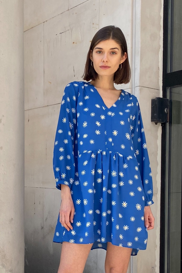 Daisy Blue Silk Dress