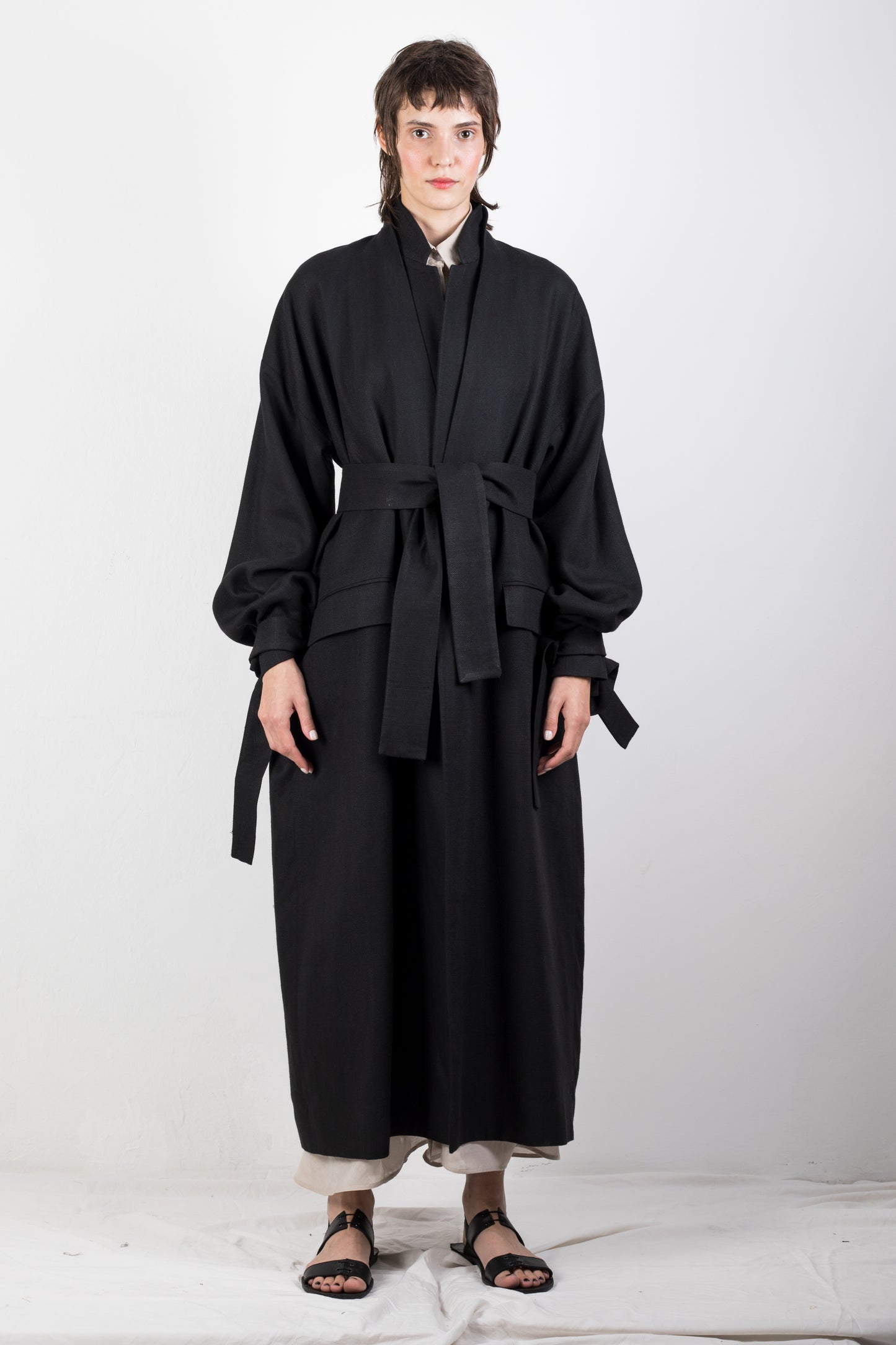 Double Collar Flax Coat Unisex