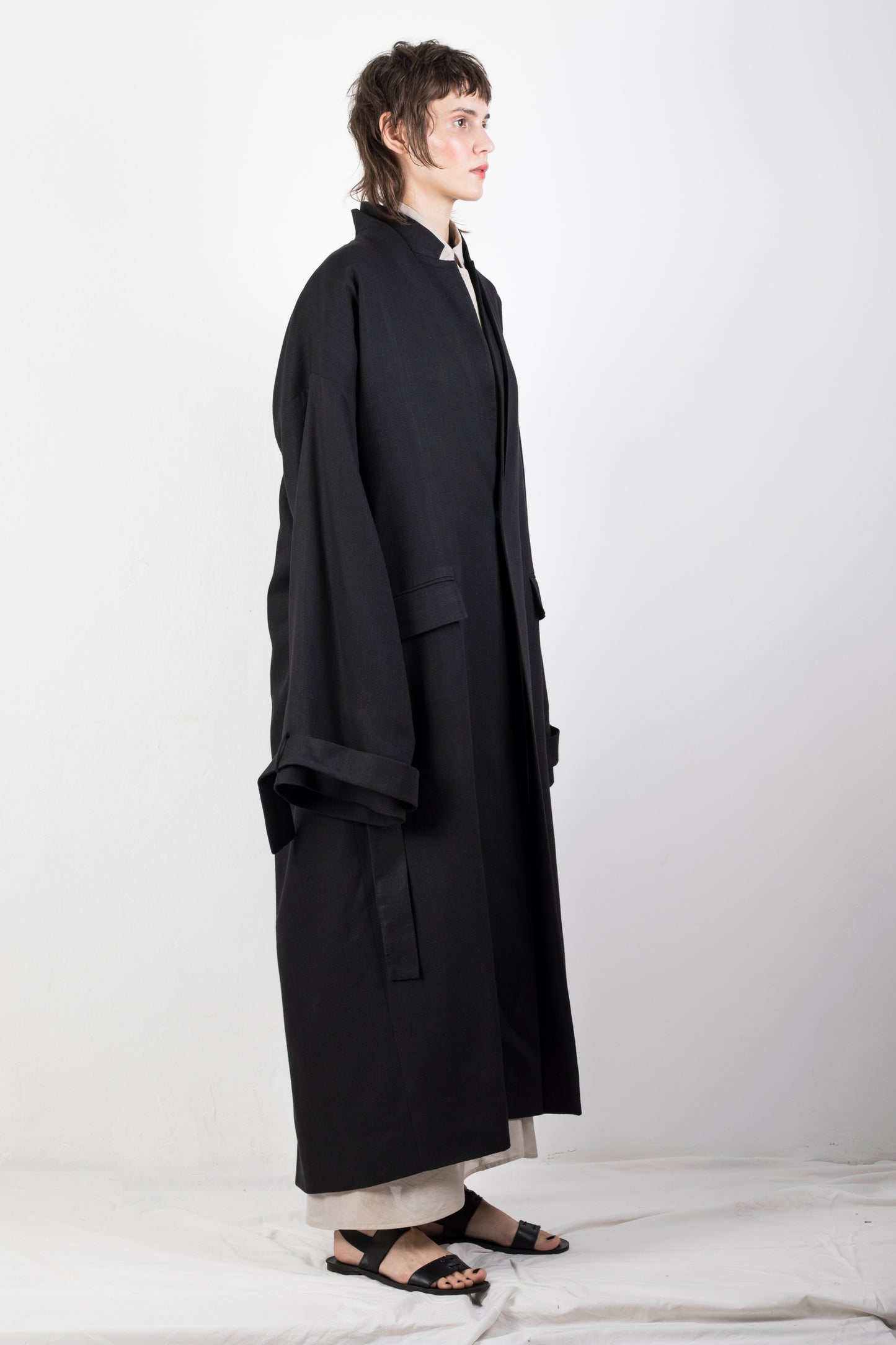 Double Collar Flax Coat Unisex