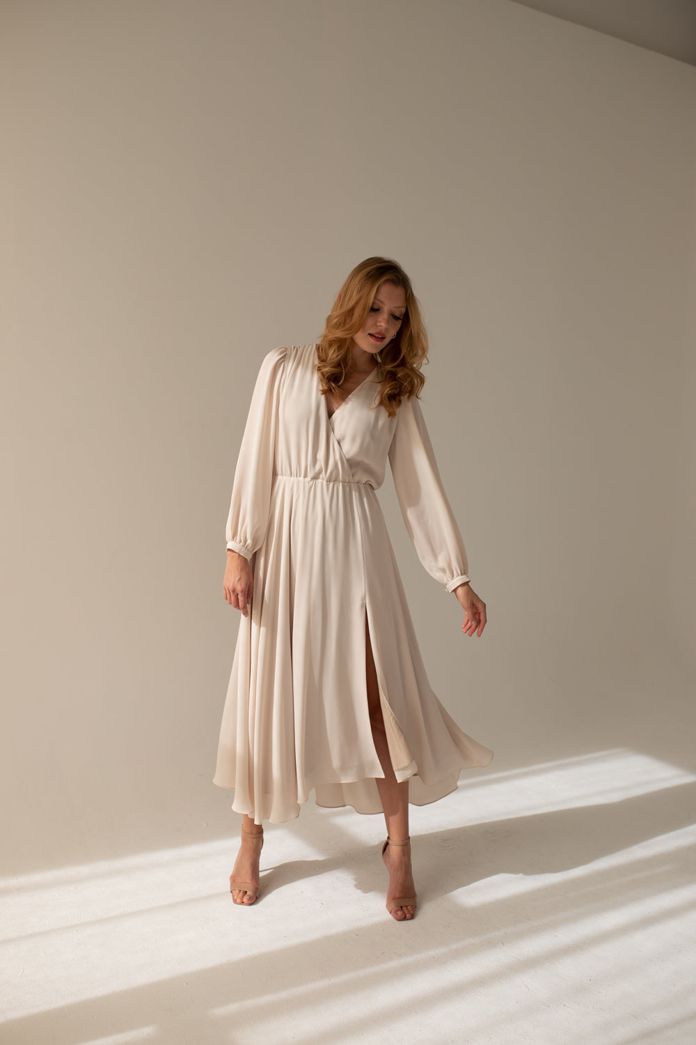 Magnolia Plain Beige Silk Dress