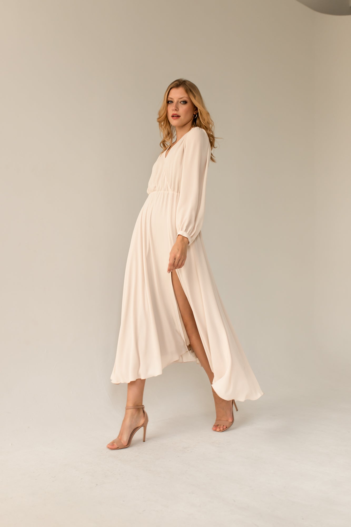 beige plain dress Magnolia Plain Beige Dress IVALO.COM