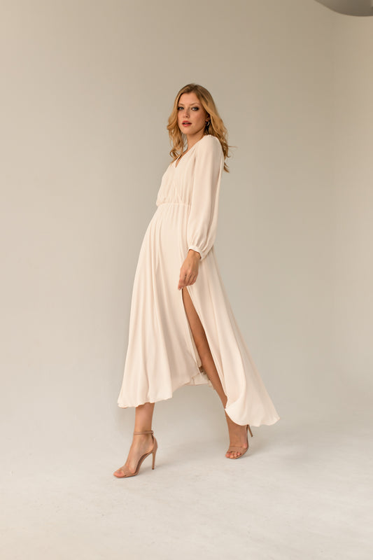 Magnolia Plain Beige Silk Dress