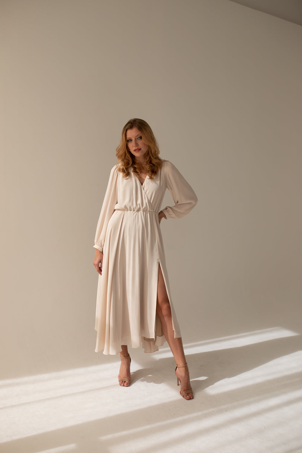 Magnolia Plain Beige Silk Dress