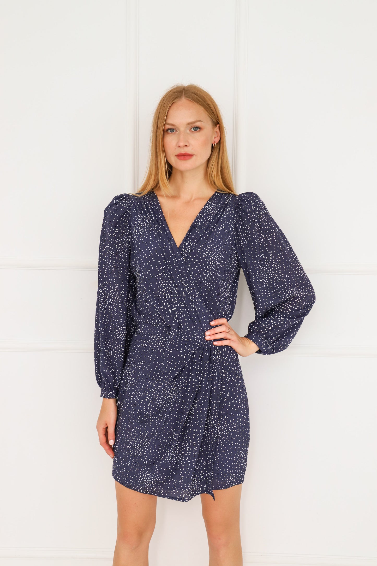 Stairy Night Navy Blue Silk Cocktail Dress
