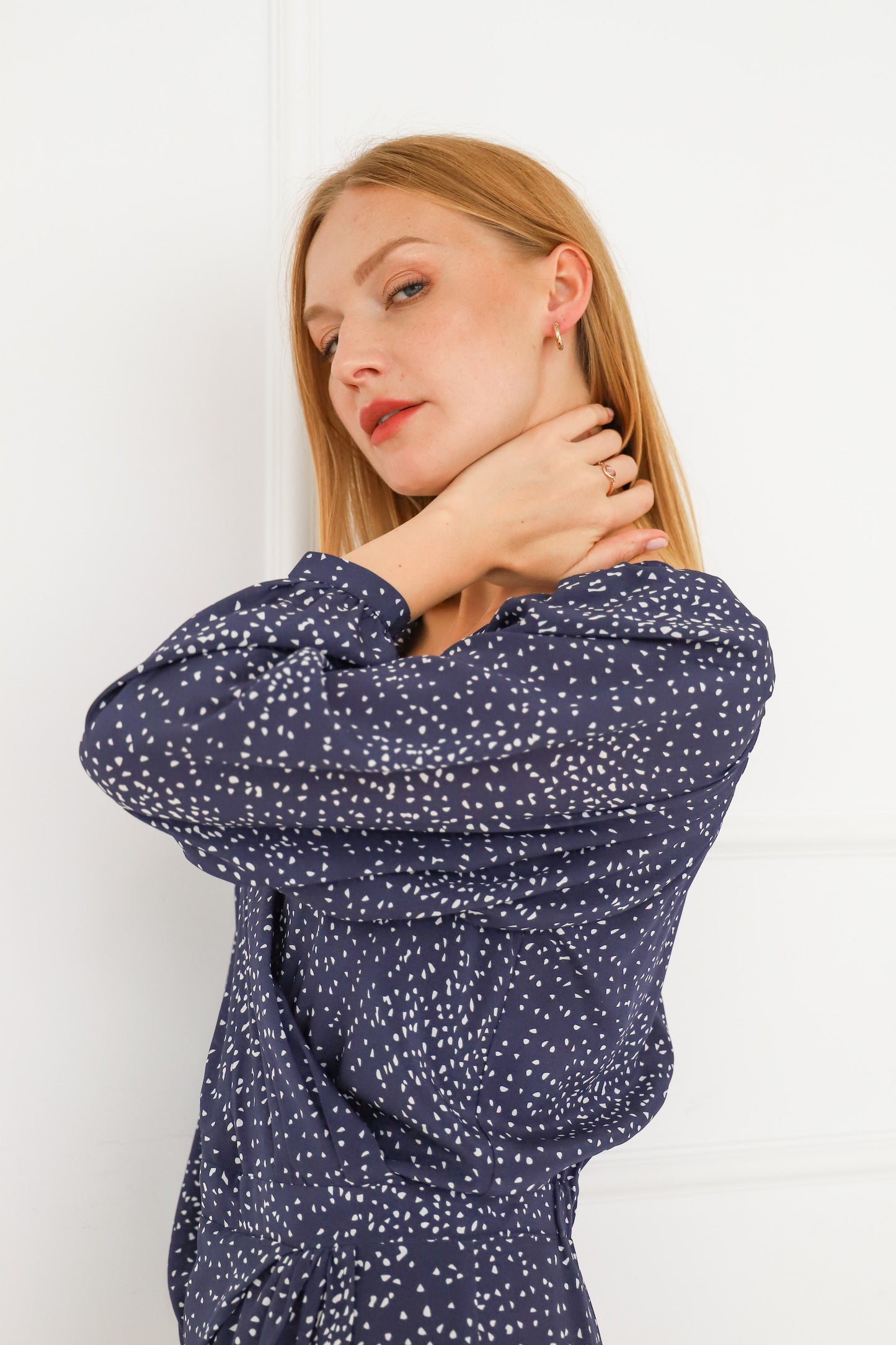 Stairy Night Navy Blue Silk Cocktail Dress